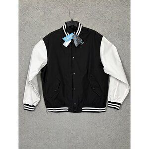 Spire 2XL Mens Black & White Varsity Jacket 100% Polyester Pockets New With Tags